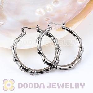 50mm Black Basketball Wives Bamboo Hoop Earrings Wholesale 