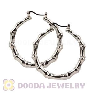 50mm Black Basketball Wives Bamboo Hoop Earrings Wholesale 