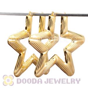 70×80mm Gold Basketball Wives Bamboo Pentagram Earrings Wholesale 
