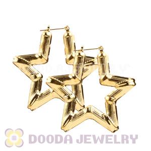 50×55mm Gold Basketball Wives Pentagram Bamboo Earrings Wholesale 