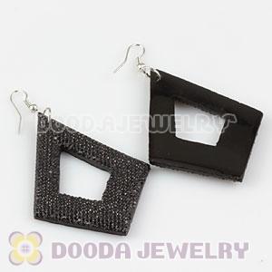 Basketball Wives Diamond Bamboo Black Crystal Hoop Earrings Wholesale 