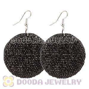 Basketball Wives Round Bamboo Black Crystal Hoop Earrings Cheap