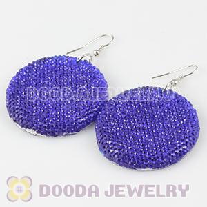 Basketball Wives Round Bamboo Blue Crystal Hoop Earrings Cheap