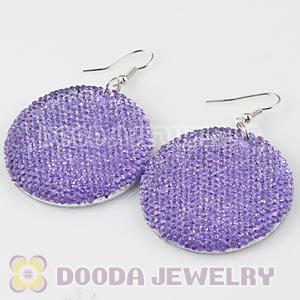 Basketball Wives Round Bamboo Purple Crystal Hoop Earrings Cheap