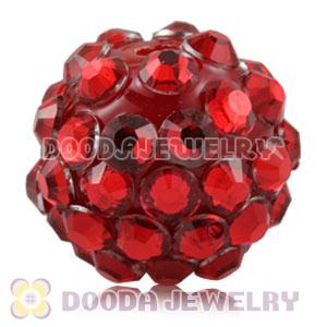 12mm Red Rhinestone Basketball Wives Resin Pave Beads Wholesale 