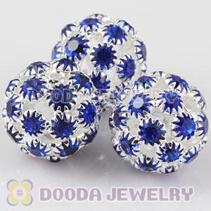 16mm Alloy Basketball Wives Blue Crystal Beads Wholesale 