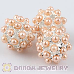 16mm Alloy Basketball Wives Beads With ABS Pearl Wholesale 