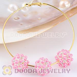 16mm Alloy Basketball Wives Beads With Pink ABS Pearl Wholesale 