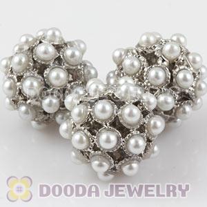 16mm Alloy Basketball Wives Beads With White ABS Pearl Wholesale 