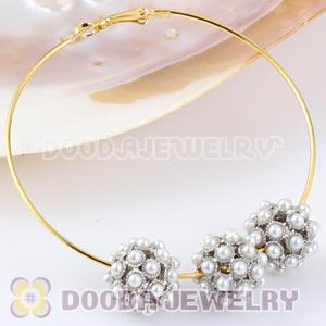 16mm Alloy Basketball Wives Beads With White ABS Pearl Wholesale 