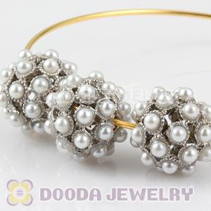 16mm Alloy Basketball Wives Beads With White ABS Pearl Wholesale 