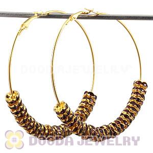 70mm Gold Basketball Wives Crystal Spacer Hoop Earrings Wholesale 