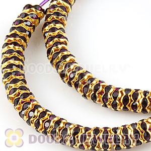 70mm Basketball Wives Purple Crystal Spacer Hoop Earrings Wholesale 