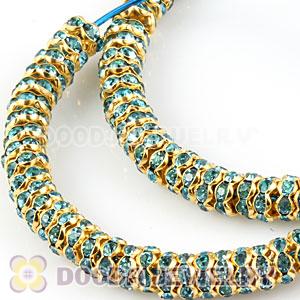 70mm Basketball Wives Blue Crystal Spacer Hoop Earrings Wholesale 