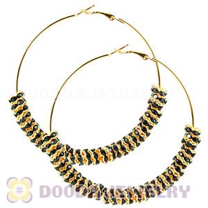 70mm Gold Basketball Wives Crystal Spacer Hoop Earrings Wholesale 