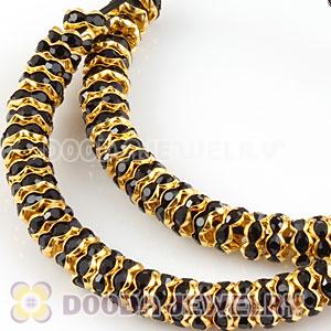 70mm Black Basketball Wives Crystal Spacer Hoop Earrings Wholesale 