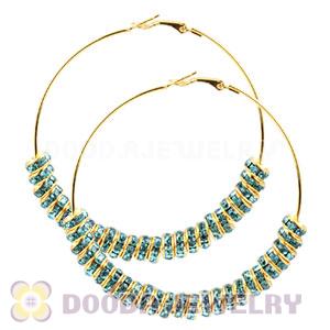 70mm Gold Basketball Wives Crystal Spacer Hoop Earrings Wholesale 