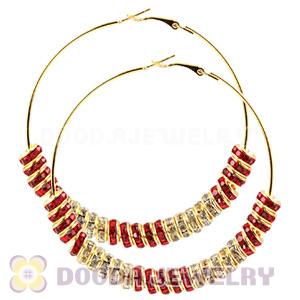 70mm Gold Basketball Wives Crystal Spacer Hoop Earrings Wholesale 