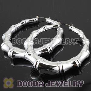 Wholesale 80mm Silver Basketball Wives Bamboo Hoop Earrings 