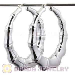 Wholesale 80mm Silver Basketball Wives Bamboo Hoop Earrings 