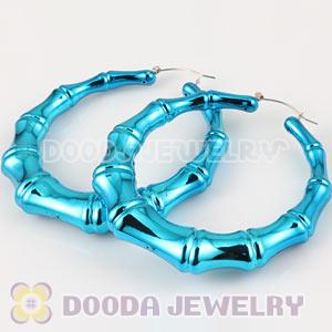 Wholesale Bamboo Earrings 80mm Blue Hoop Earrings