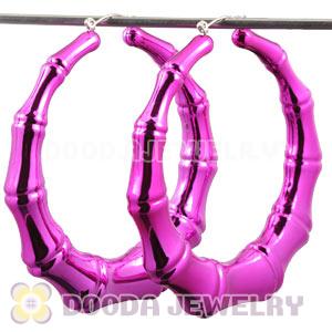 Wholesale 80mm Peach Basketball Wives Bamboo Hoop Earrings 