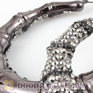 Cheap 80mm Grey Basketball Wives Bamboo Crystal Hoop Earrings Wholesale