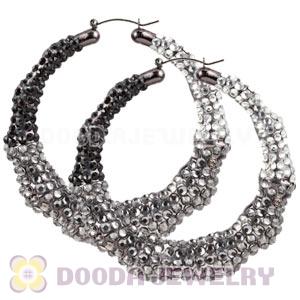 80mm Basketball Wives Bamboo Crystal Hoop Earrings Wholesale