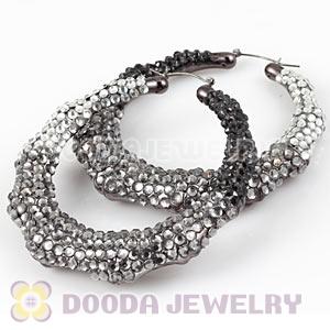 Cheap 80mm Basketball Wives Bamboo Crystal Hoop Earrings Wholesale