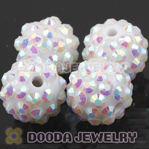 12mm White Rhinestone Basketball Wives Resin Pave Beads Wholesale 