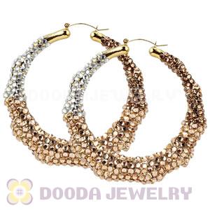 80mm Basketball Wives Bamboo Crystal Hoop Earrings Wholesale