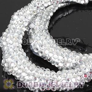 Cheap 80mm White Basketball Wives Bamboo Crystal Hoop Earrings Wholesale