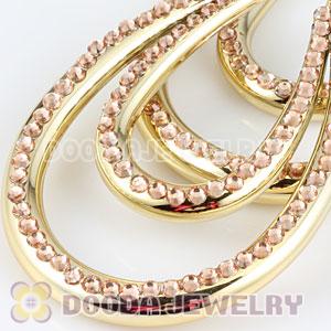 Cheap 50×70mm Gold Basketball Wives Bamboo Crystal Hoop Earrings Wholesale