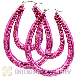 50×70mm Red Basketball Wives Bamboo Crystal Hoop Earrings Wholesale