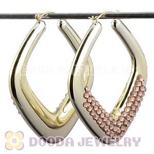 Cheap 60×60mm Gold Basketball Wives Bamboo Crystal Hoop Earrings Wholesale