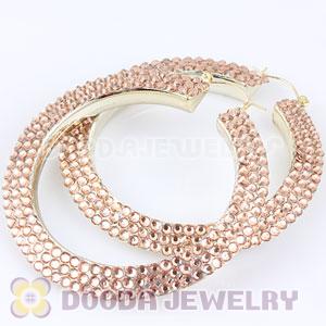70mm Basketball Wives Bamboo Crystal Hoop Earrings Wholesale