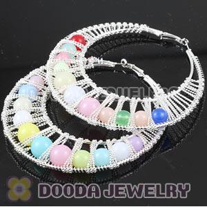 100mm Basketball Wives Bamboo Crystal Hoop Earrings Wholesale