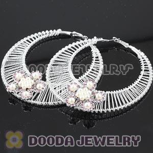 100mm Basketball Wives Bamboo Crystal Hoop Earrings Wholesale