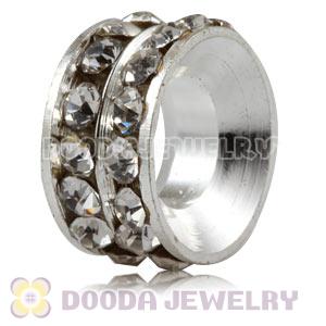 10mm Alloy Basketball Wives White Crystal Spacer Beads Wholesale