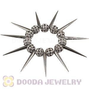 16mm Black Rhinestone Beads Basketball Wives Inspired Spike Bracelets Wholesale