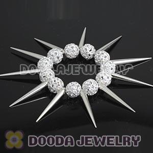 Basketball Wives Inspired Bracelet with 16mm Silver Rhinestone Beads and Spike Beads