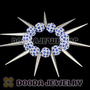 16mm Blue Rhinestone Beads Basketball Wives Inspired Spike Bracelets Wholesale