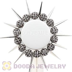 14mm Black Rhinestone Beads Basketball Wives Inspired Spike Bracelets Wholesale