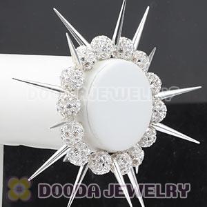 14mm White Rhinestone Beads Basketball Wives Inspired Spike Bracelets Wholesale