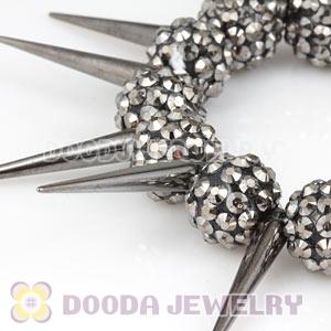 12mm Grey Resin Beads Basketball Wives Inspired Spike Bracelets Wholesale