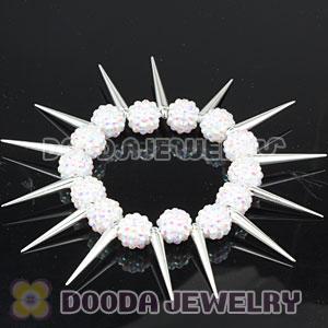 12mm White Resin Beads Basketball Wives Inspired Spike Bracelets Wholesale
