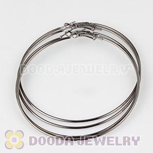 80mm Gun Black Plated Basketball Wives Plain Hoop Earrings Wholesale