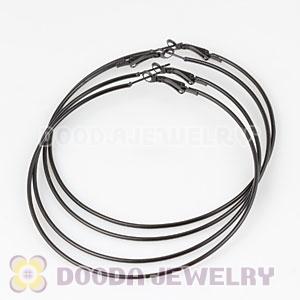 80mm Black Plated Basketball Wives Plain Hoop Earrings Wholesale
