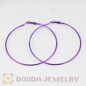 80mm Plated Purple Basketball Wives Plain Hoop Earrings Wholesale