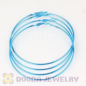 80mm Plated Blue Basketball Wives Plain Hoop Earrings Wholesale